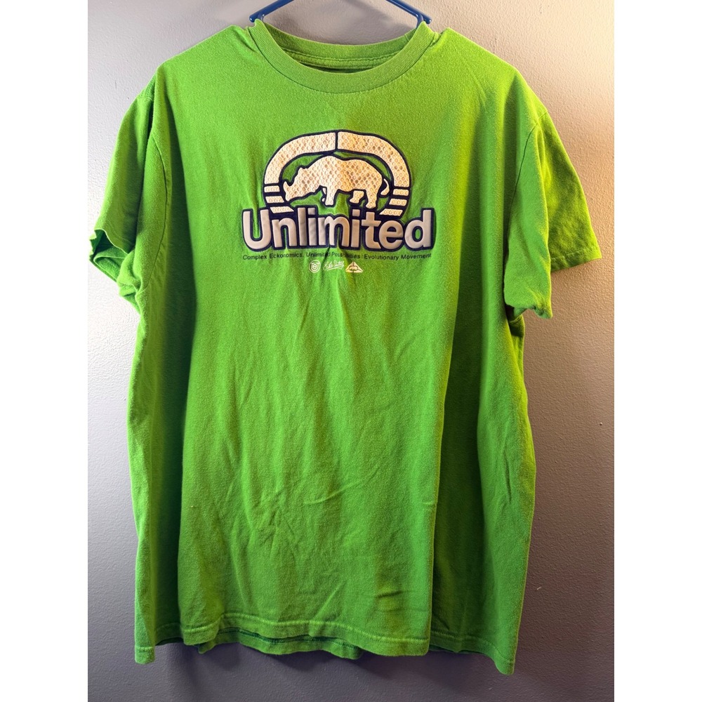 Ecko Unltd Mens T Shirt XL Green Graphic Rhino Logo Short Sleeve Streetwear Tee